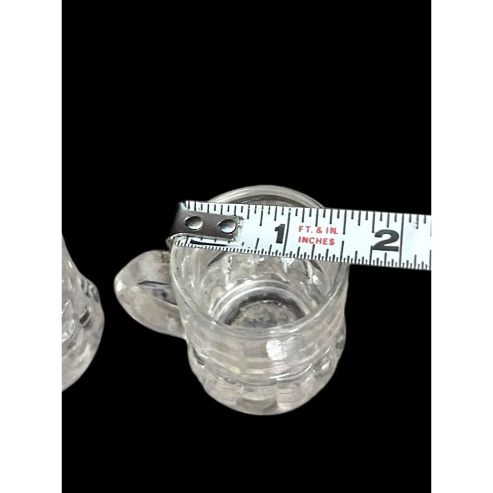Set Of 4 Vtg Federal Glass Mini Beer Mug Shot Glass 1 oz Toothpick Holders 2”